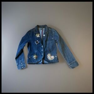 French Cuff Size Medium recycled embellished denim jacket